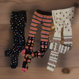 Hanna Andersson Girl's Tights 110/120 (6/7) Bundle Of 3- Footless And Footed - Picture 1 of 13
