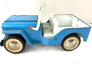 1960's Tonka Blue & White Jeep Fold Down Windshield 10" Long Model - Picture 1 of 4