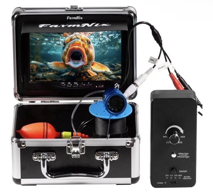 Cámara de pesca en hielo submarina 1200TVL HD con monitor de 7 pulgadas, cable de 98 pies/30 M Foto 1 de 3