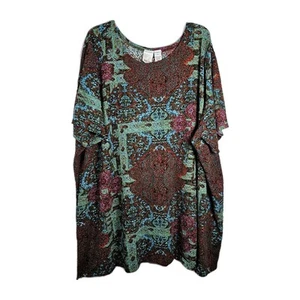 Roamans Women's 3X Blouse Shirt Top Multicolor Short Sleeve Stretchy EUC  - Bild 1 von 5