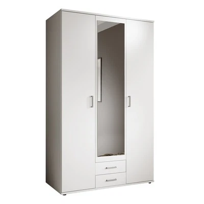 Drehtürenschrank - weiß - Spiegel - 195 cm Kleiderschrank Schrank - Bild 1 von 4