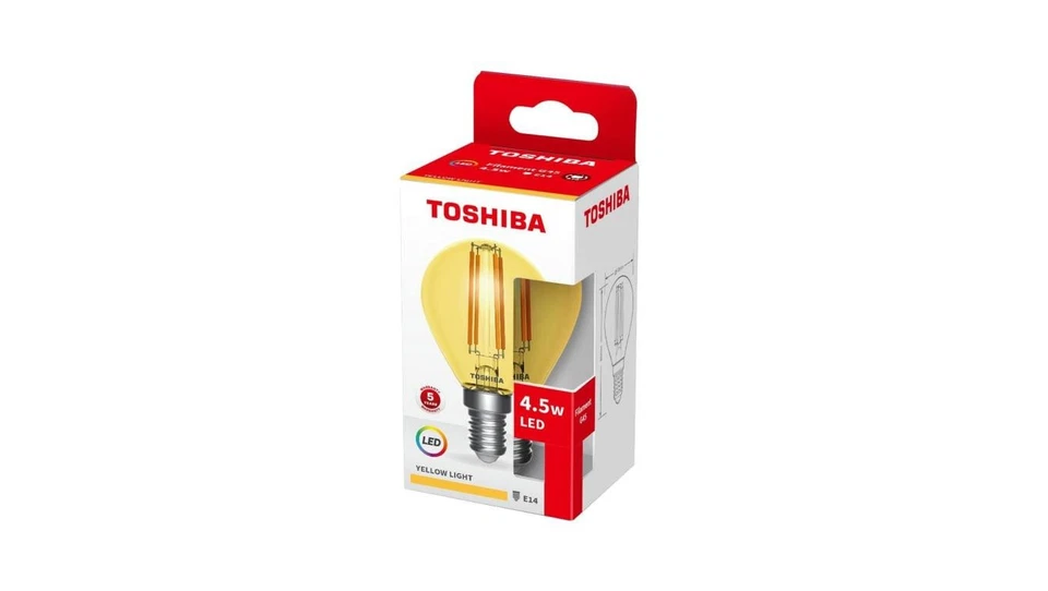 TOSHIBA LED FILAMENT (YELLOW) G45 E14 4.5W/10szt./ - Image 1 of 1