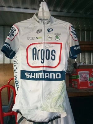 Camiseta deportiva de ciclismo Team Argos Shimano con firmas auténticas del equipo 2013 NUEVA mediana Foto 1 de 4