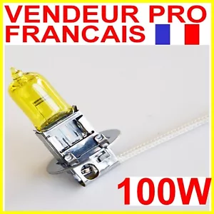 AMPOULE LAMPE H3 100W JAUNE YELLOW 3000K HALOGENE POUR FEU PHARE XENON 12V PK22s - Foto 1 di 21