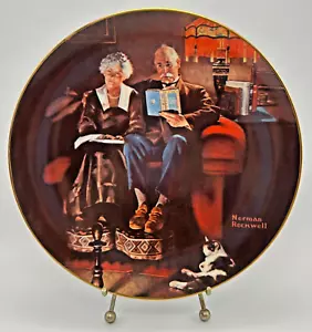 Piatto da parete VINTAGE Knowles Norman Rockwell "Evening's Ease" 8" 1985 con scatola e certificato di autenticità - Foto 1 di 11