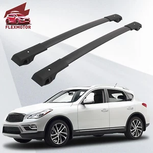 Barras transversales de aluminio negro de 2 piezas aptas para portaequipajes de techo Infiniti QX50 2013-2017 - Imagen 1 de 21
