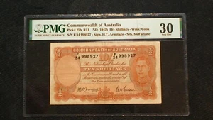 1942 COMMONWEALTH OF AUSTRALIA PMG VF30 TEN SHILLINGS NOTE 10S Bill BUY IT NOW! - Picture 1 of 4