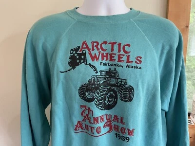 Vtg 80s Artic Wheels Fairbanks Alaska 7th Annual Auto Show Sweatshirt Large/XL - Image 1 of 3