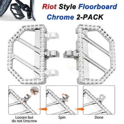 Mini estriberas de reposapiés Riot para Harley Touring Sportster Dyna cromadas Foto 1 de 4