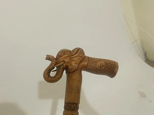 Carved Walking Stick Elephant Wooden Handle Hand new handmade deign cane gift - Picture 1 of 6
