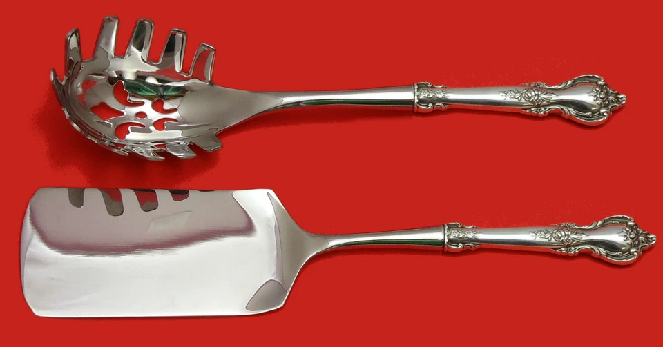 Juego de servidor de pasta italiana de plata esterlina Delacourt by Lunt 2 piezas HHWS hecho a medida Foto 1 de 1