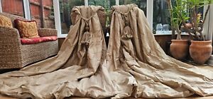 GOLD  SILK INTERLINED CURTAINS 91" DROP BY 76" WIDTH