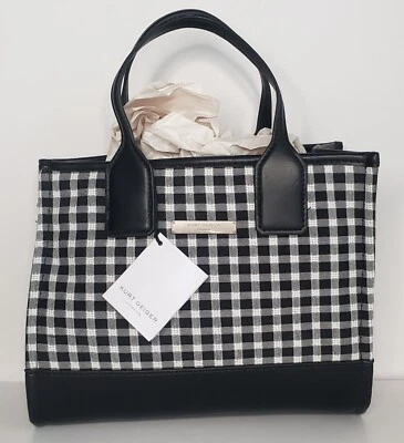 BOLSO DE MANO KURT GEIGER LONDON SURREY BLANCO Y NEGRO IMITACIÓN CUERO ASA SUPERIOR NUEVO CON ETIQUETAS Foto 1 de 4