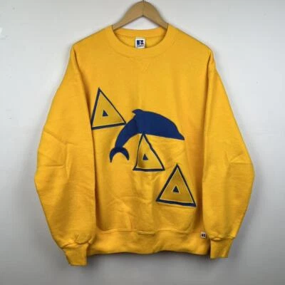 90-е Russel винтажный желтый дельфин графический толстовка сделано в США - Изображение 1 из 4