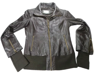 Mackage for Aritzia Bomber Leather Jacket M Moto Biker Brown Lambskin - Picture 1 of 8