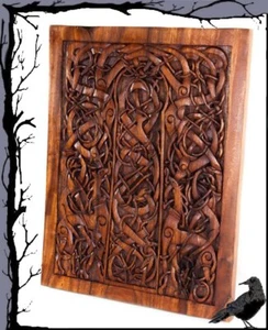 Decoración de pared de madera medieval mural vikingos - protección de mundos - Imagen 1 de 1