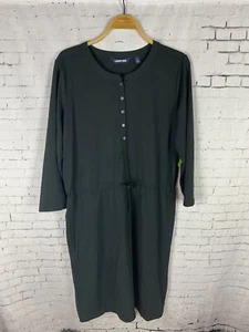 Lands' End Dress Large Women's Black Long Sleeve Casual 1/2 Button (CAN) - Picture 1 of 9