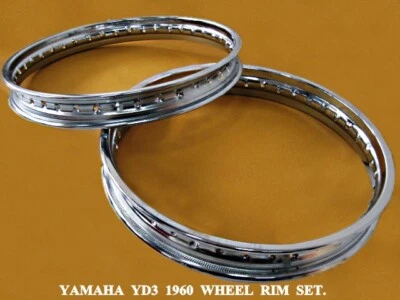 Fit YAMAHA YD3 1960 FRONT & REAR CHROME WHEEL RIM SET 2PCS  [mi220] Foto 1 de 4