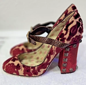 Dolce & Gabbana Heels 37 (6.5 US)-Red & Tan Floral - Picture 1 of 11