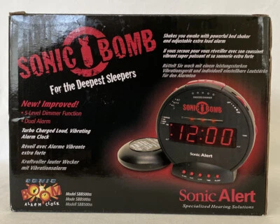 SONIC BOMB ALARM CLOCK Extra Loud with Vibrating Bed Shaker 113dB NEW NIB - Image 1 of 4