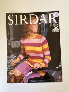 Vintage Knitting Pattern Leaflet Sirdar 5217 Ladies Stripe Jumper - Picture 1 of 1