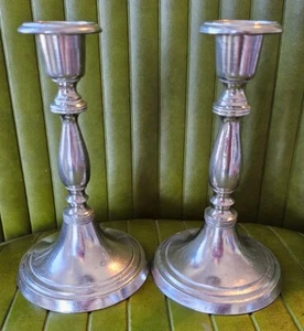 Arne Haugrud AH Tunsberg Antikktinn Candlestick Holders PAIR Pewter #2674 Norway - Picture 1 of 6