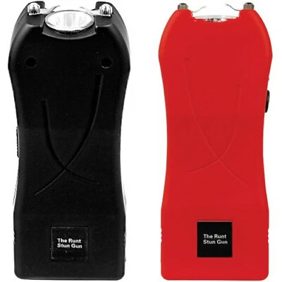 SAFETY TECHNOLOGY Twin 80 Million Runt Stun Gun Black Red Rechargeable Women Self Defense Holster