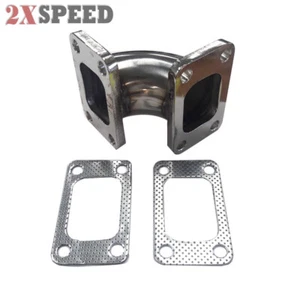 Universal 90 Degree Stainless Steel Elbow Adapter T3 flange+Gasket - Picture 1 of 8