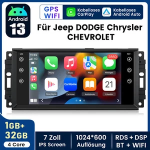 Carplay Für Jeep DODGE Chrysler 7"Android 13 Autoradio GPS Navi WIFI BT DAB+ USB - Bild 1 von 17