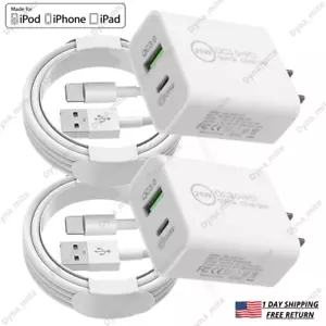 Fast Wall Charger USB Cable 20W Power Adapter Lot For iPhone 13 12 11 SE XR iPad - Picture 1 of 15