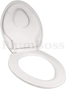 Off White, Quiet Close Elongated Toilet Seat with Built-in Potty Training Seat - Picture 1 of 3