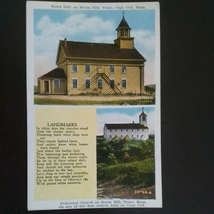 CAPE COD, TRURO, MA * LANDMARKS STORM HILL ~ CITY HALL FEDERATED CHURCH UNPOSTED - Picture 1 of 2