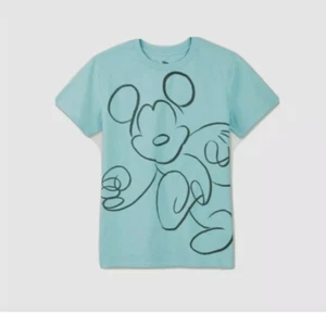 Women's Disney Mickey Boyfriend Short Sleeve Graphic T-Shirt Blue NWT - Picture 1 of 4