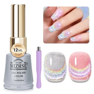Cat Eye Gel Nail Polish Rainbow Cat Eye Holographic Glitter 9D Cateye Soak Of... - Picture 1 of 7