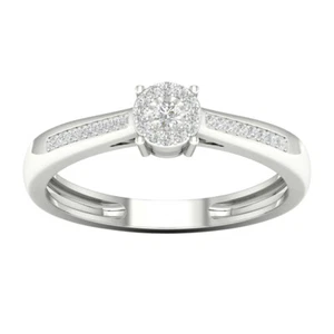 10k White Gold Round Cut 0.1Ct Diamond Engagement Ring Size 7 Clarity I2 - Picture 1 of 6