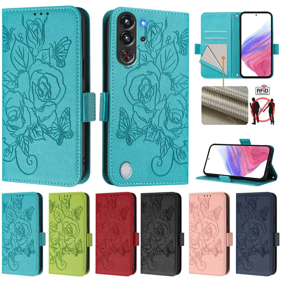 For ZTE nubia Red Magic 10 Pro+, Fashion Flowers Leather Wallet Stand Case Cover - Image 1 of 4