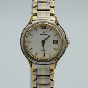 JUNGHANS DAMEN UHR 20MM STAHL VERGOLDET VINTAGE RAR MIT STAHL BAND QUARZ 5 - Bild 1 von 9