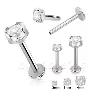 20G Steckzinken Set CZ Top 316L Chirurgenstahl Labret Monroe Tragus Stud - Bild 1 von 3