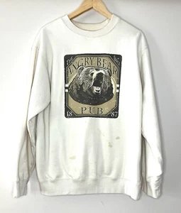 Saddlebred Sweatshirt Men’s M Angry Bear Pub Ivory, Some Stains, Grandpacore - Picture 1 of 4