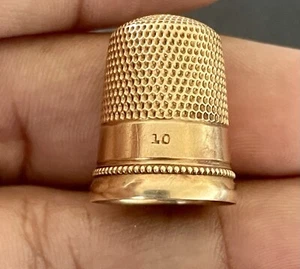 14k Yellow Gold Thimble Size 10 (F23) - Picture 1 of 7