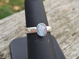 Opal Ring Australian Blue Opal Sterling Silber Ring USA Größe 6 - Bild 1 von 6