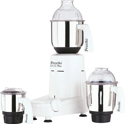 Preethi Eco Plus Mixer Grinder 110-Volt for use in USA/Canada, White, 3-Jars