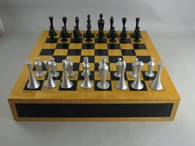 Zanazan Modern Metal Chess Set Designed By Shahen Pooladian 3" Kings USA - Image 1 of 4