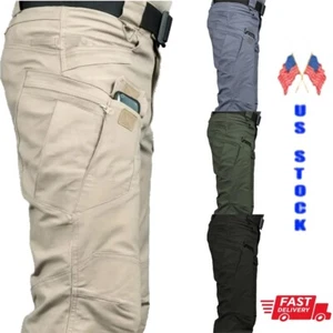 Mens Cargo Pants Tactical Waterproof Work Pants Outdoor Hiking Combat Trousers - Picture 1 of 35