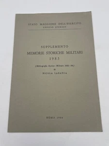 Supplemento Memorie Storiche Militari 1983 Bibliografia storico militare Labanca - Picture 1 of 2