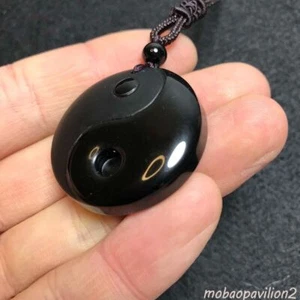Collana Yin Yang Ossidiana Nera Ciondolo Feng Shui Bagua Collana Amuleto Gioielli - Foto 1 di 7