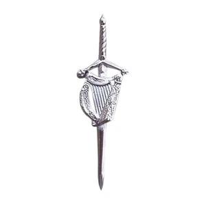  New Irish Harp kilt Pin 4" Highland Chrome Finish Scottish Kilt Pins Brass AAR - Picture 1 of 7