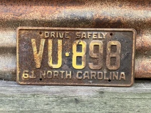 1961 North Carolina  License Plate Metal Auto Tag NC Authentic Ships For Free! - Picture 1 of 1