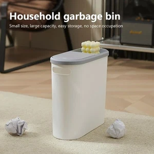 Small Space Trash Can Plastic Semi Automatic Garbage Bin Home Decor - Picture 1 of 16