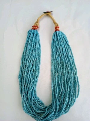 Collar De Colección Multi Hilos Cuentas India 1925 Moneda Turquesa Azul y Rojo Cuentas Foto 1 de 4